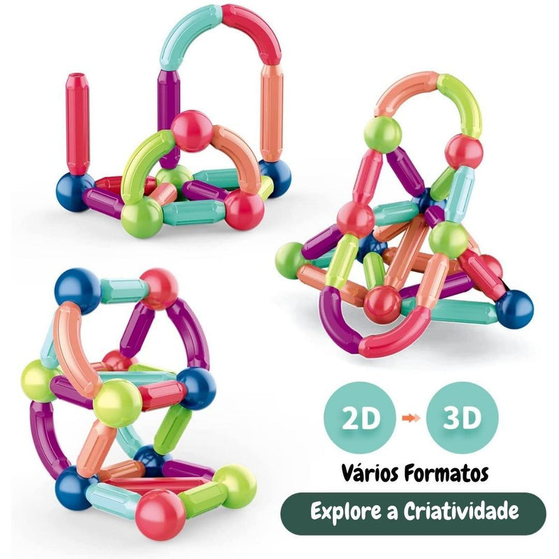 Blocos de Construção Magnéticos para Crianças - Constru Kids®